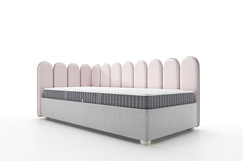 Кровать  детская ARIA-01 POWER&GRAY Категория ткани: 03 без изножья 90х190 см Розовый/Серый
