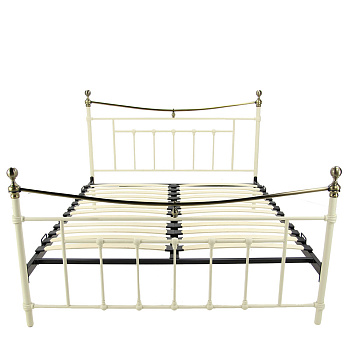 Кровать Лорена двуспальная с изножьем 160х200 см Белый с античной медью