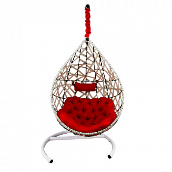 Кресло  подвесное Фиера Карбон с опорой, подушка красная 0х0х0 Серый/Белый