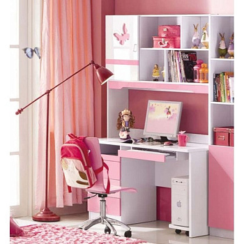 Комплект  Ариша (MK-4608-PI. Письменный стол (120х57х194,5)+MK-4609-PI. Стул ученический (40х45х97) 0х0х0 Розовый/Белый