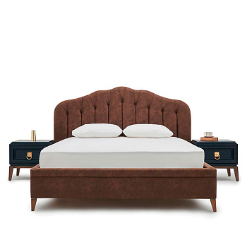 Кровать  Elegante (180х200см) с изголовьем с ящиком для хранения (156) Vero Brown 360 без изножья 