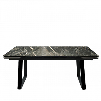 Стол обеденный  Монако Квадро керамика 3 кат., цвет Wacom pulido/Черный глянец/Черный матовый(Муар) 1800(244)х75 см Черный