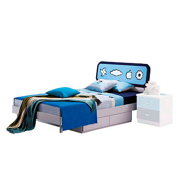 Кровать Тимоша детская без изножья 121х201 см Синий/Белый