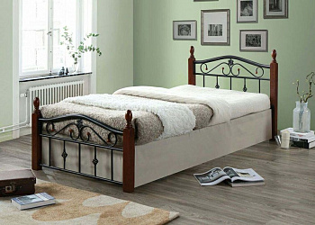 Кровать Мабель двуспальная с изножьем 160х200 см Темная вишня