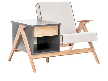Комплект мебели  Скара кресло+тумба (Дуб/Серый ясень) 103х79х79 см Бежевый