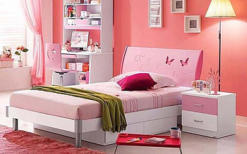 Спальня Ариша (кровать/МК-4605, тумбочка/МК-4606) 0х0х0 Розовый/Белый