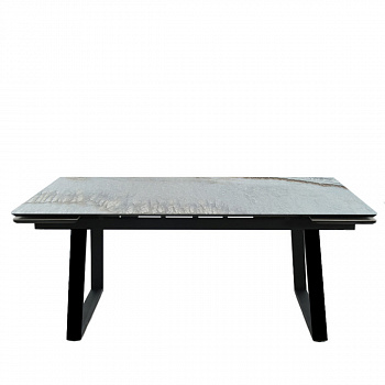 Стол обеденный  Монако Квадро керамика 3 кат., цвет Elyt pulido./Черный Муар 1800(244)х75 см Серый