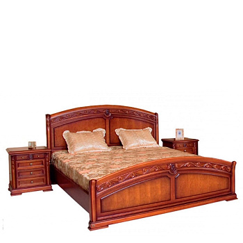 Кровать Анджелика двуспальная с изножьем 161х203 см Темный орех