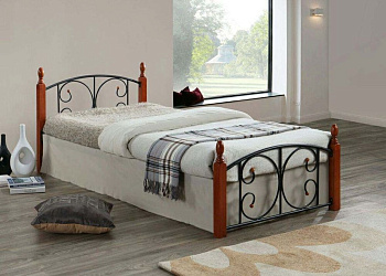 Кровать Лара двуспальная с изножьем 180х200 см Темная вишня