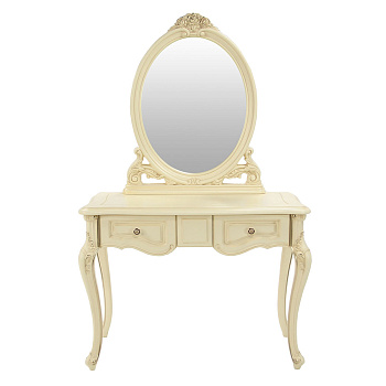 Зеркало Милена для консоли (цвет патины: золото) 82х8х90 см Слоновая кость